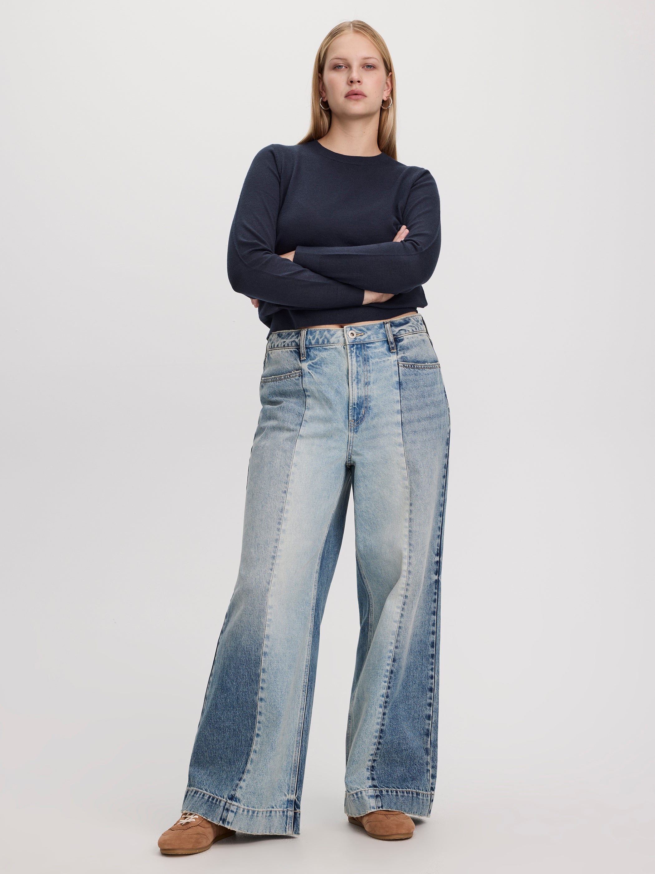 Wide-Leg High-Rise Jean with Elastic Waist - Curvy Fit