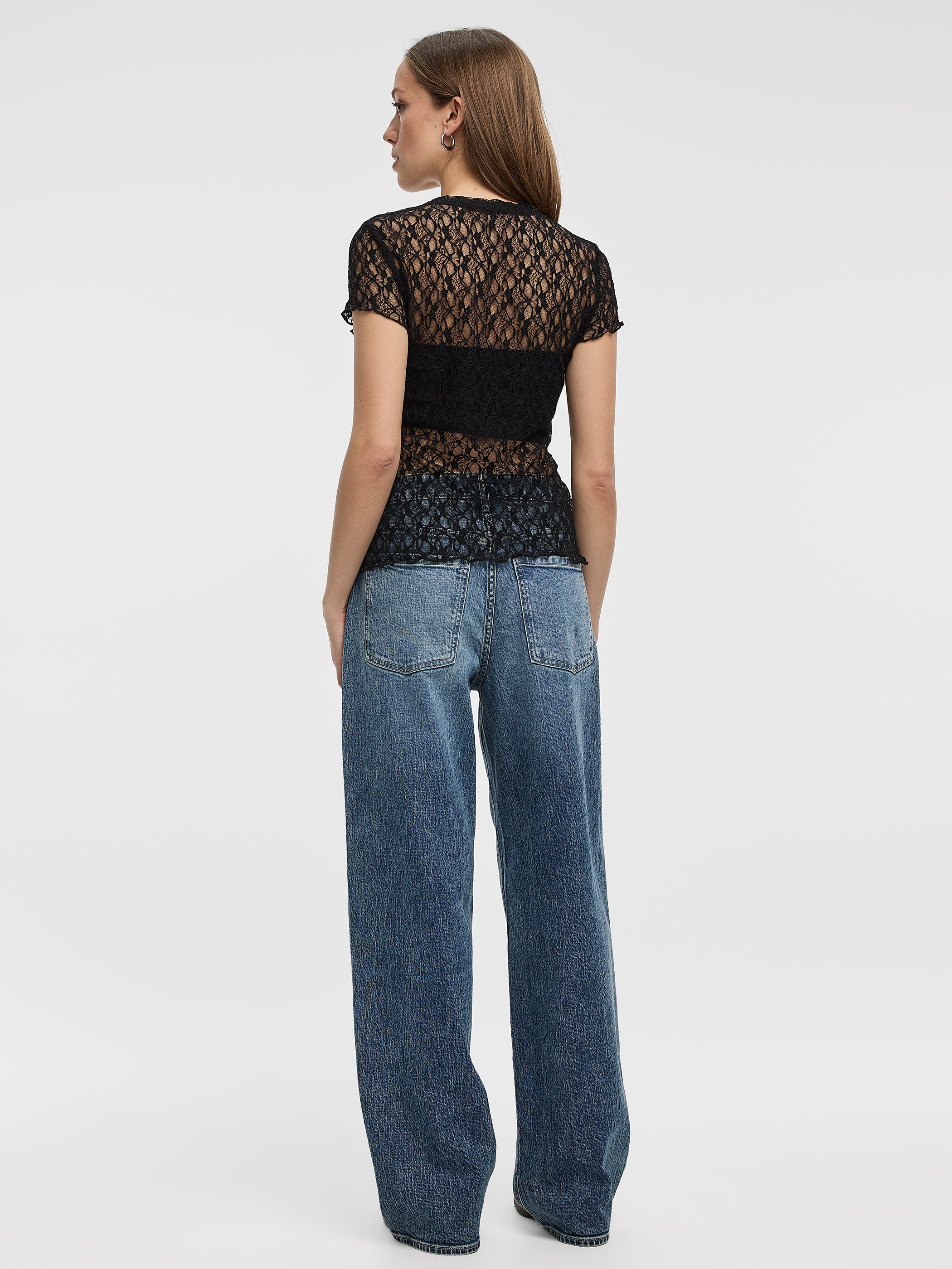 Women's Fitted Short-Sleeve Lace Top – Hyba by Reitmans