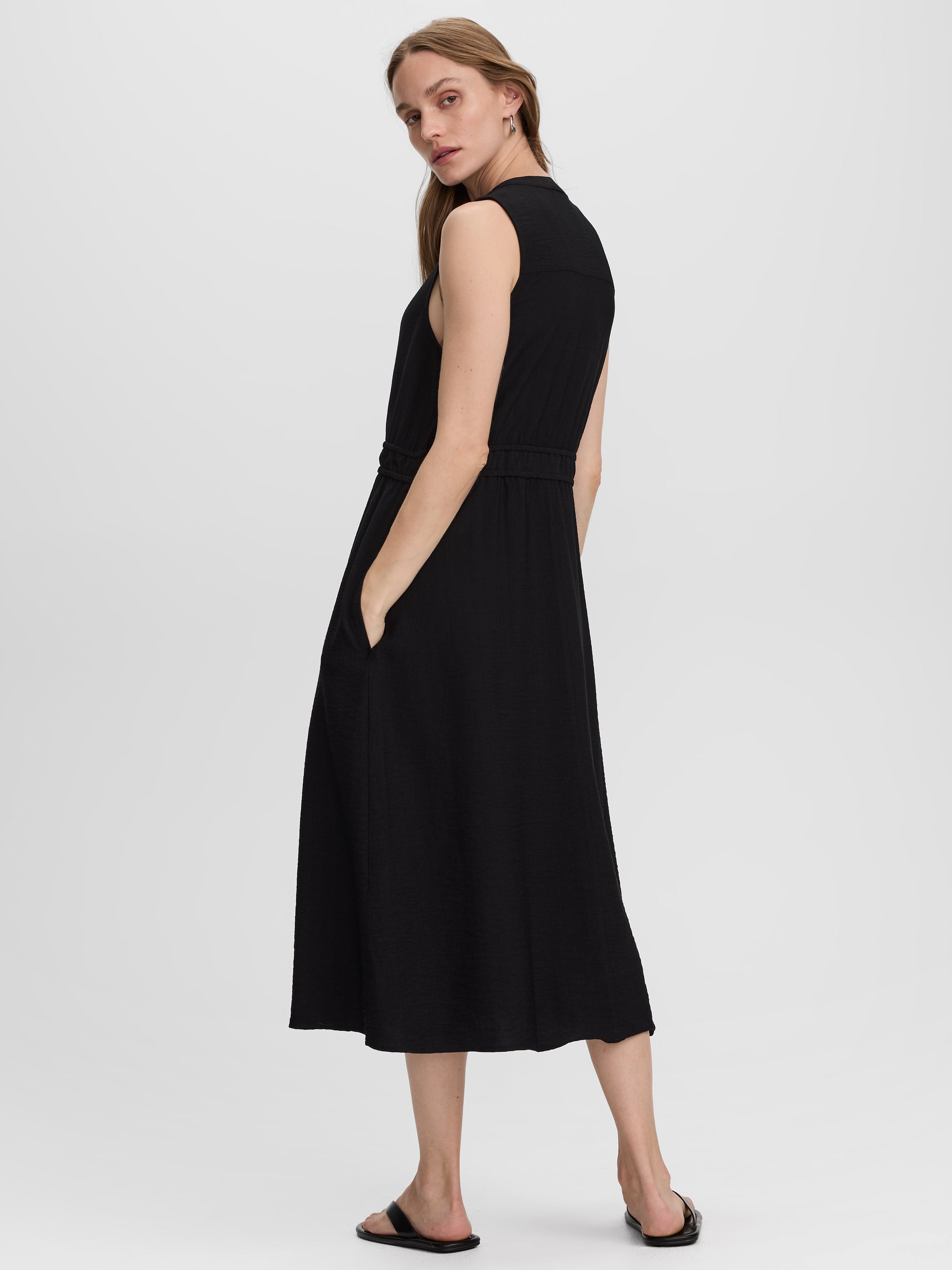 Sleeveless Midi Shirtdress