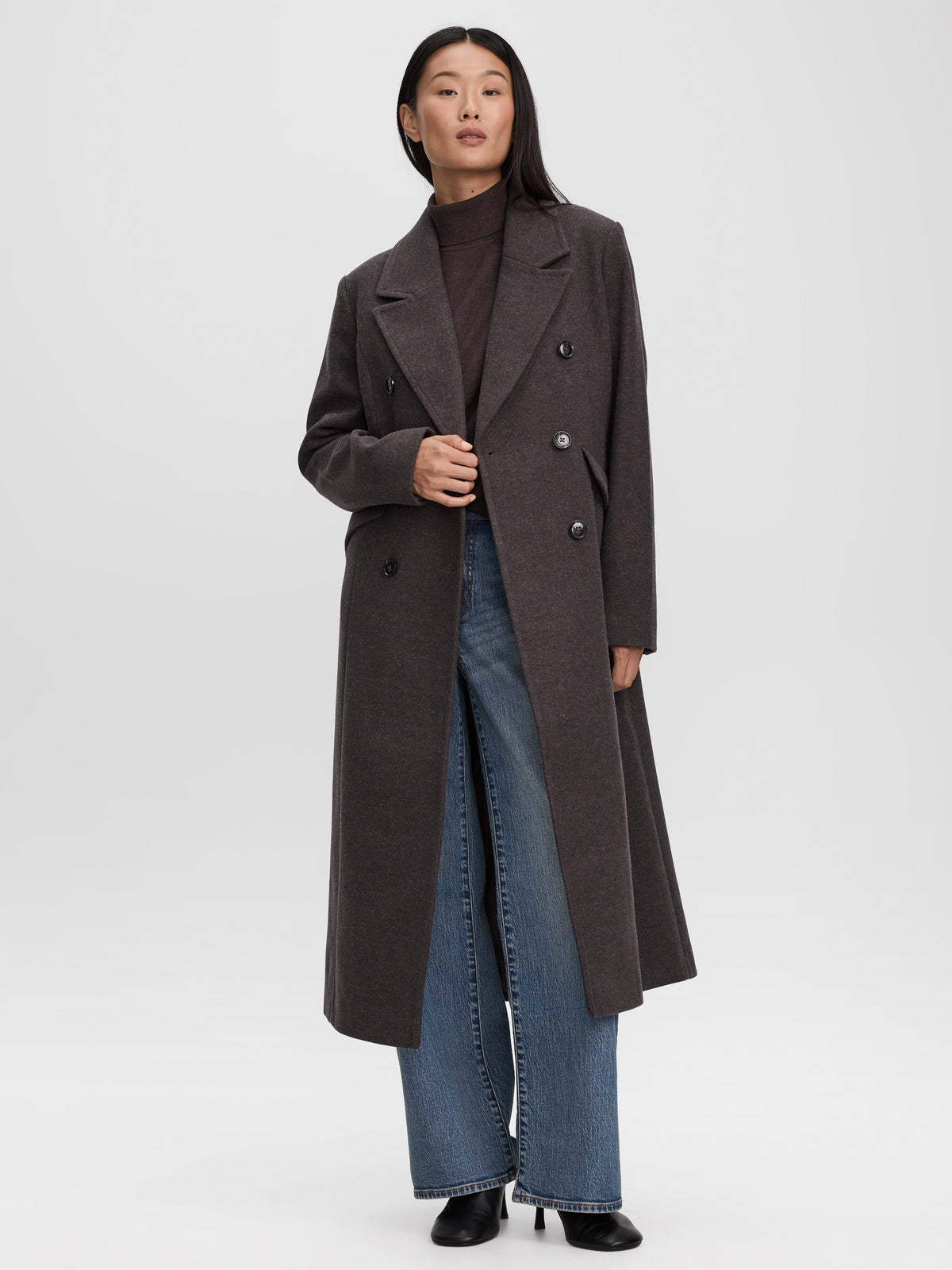 Wool-Blend Long Jacket