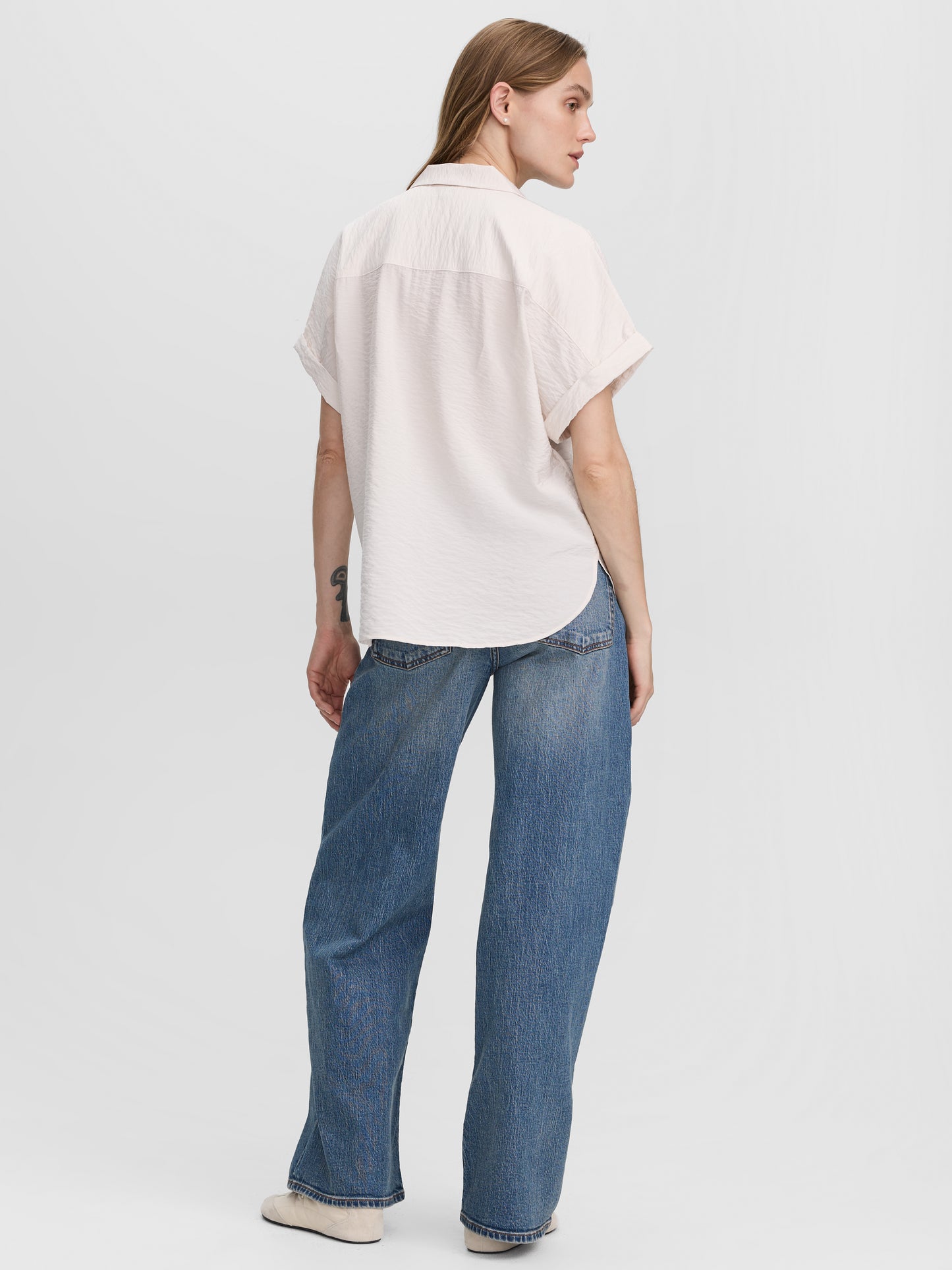 Short-Sleeve Shirt with Notch Collar