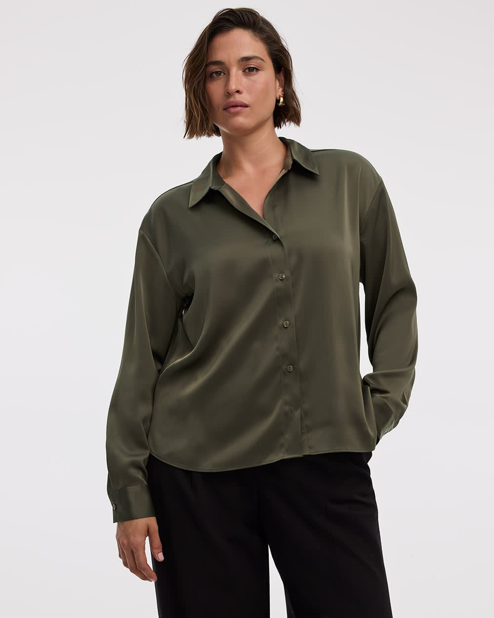 Chemise en satin à manches longues