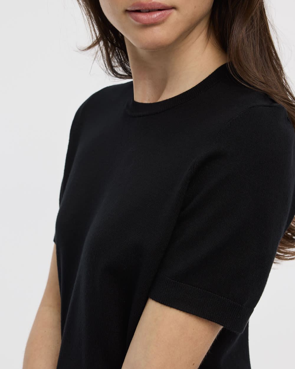 Women's Crew-Neck Sweater Tee with Stretch Knit – R Essentials