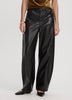 Faux Leather Mid-Rise Barrel Pant