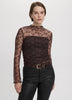 Long-Sleeve Mock-Neck Lace Top