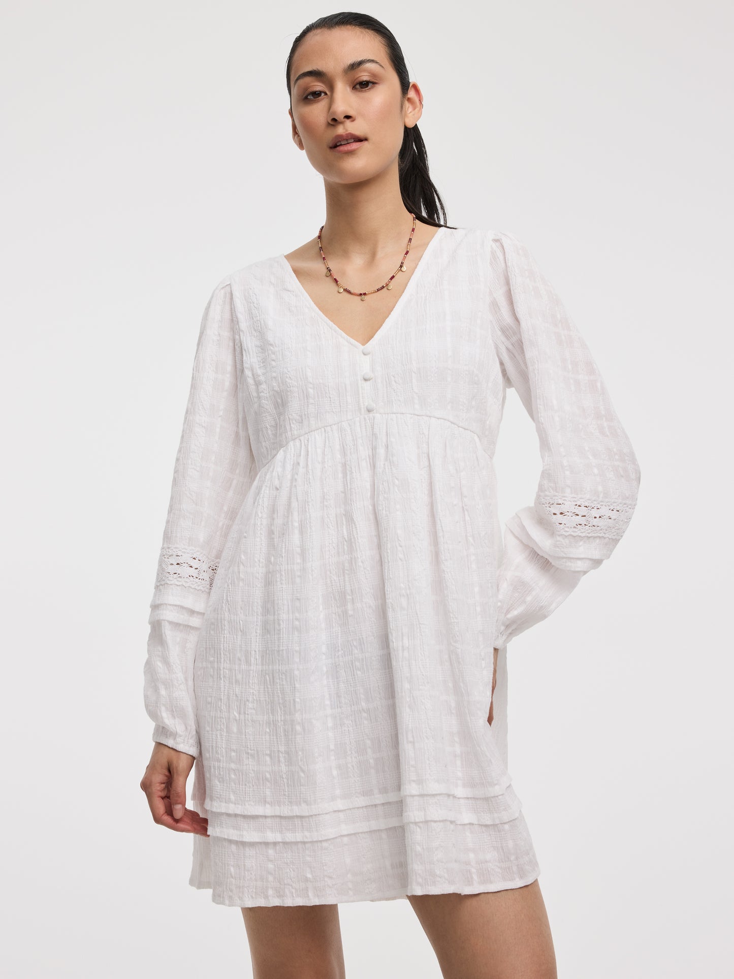 Long-Sleeve V-Neck Empire Dress