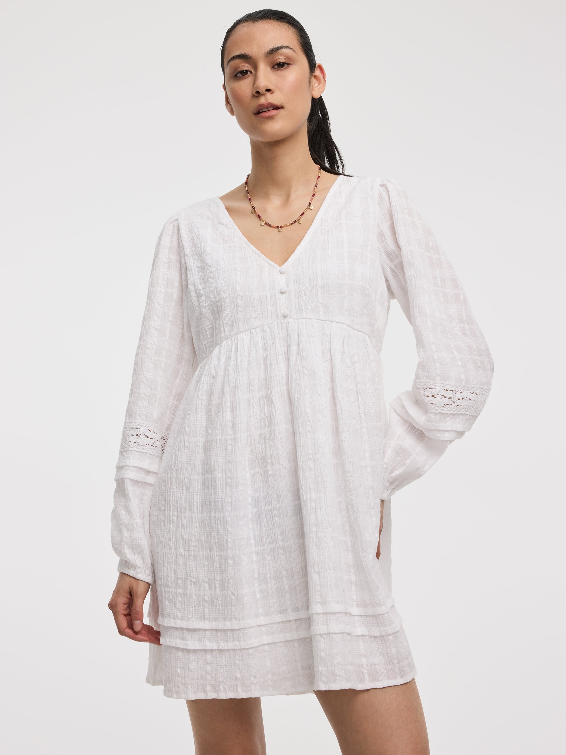 Long-Sleeve V-Neck Empire Dress
