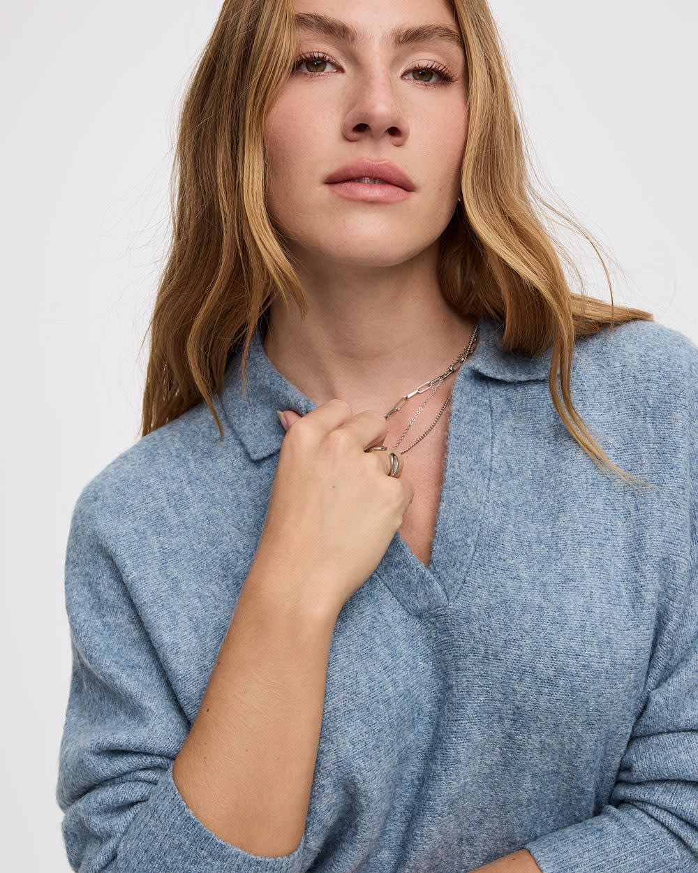 Long-Sleeve Sweater with Johnny Collar