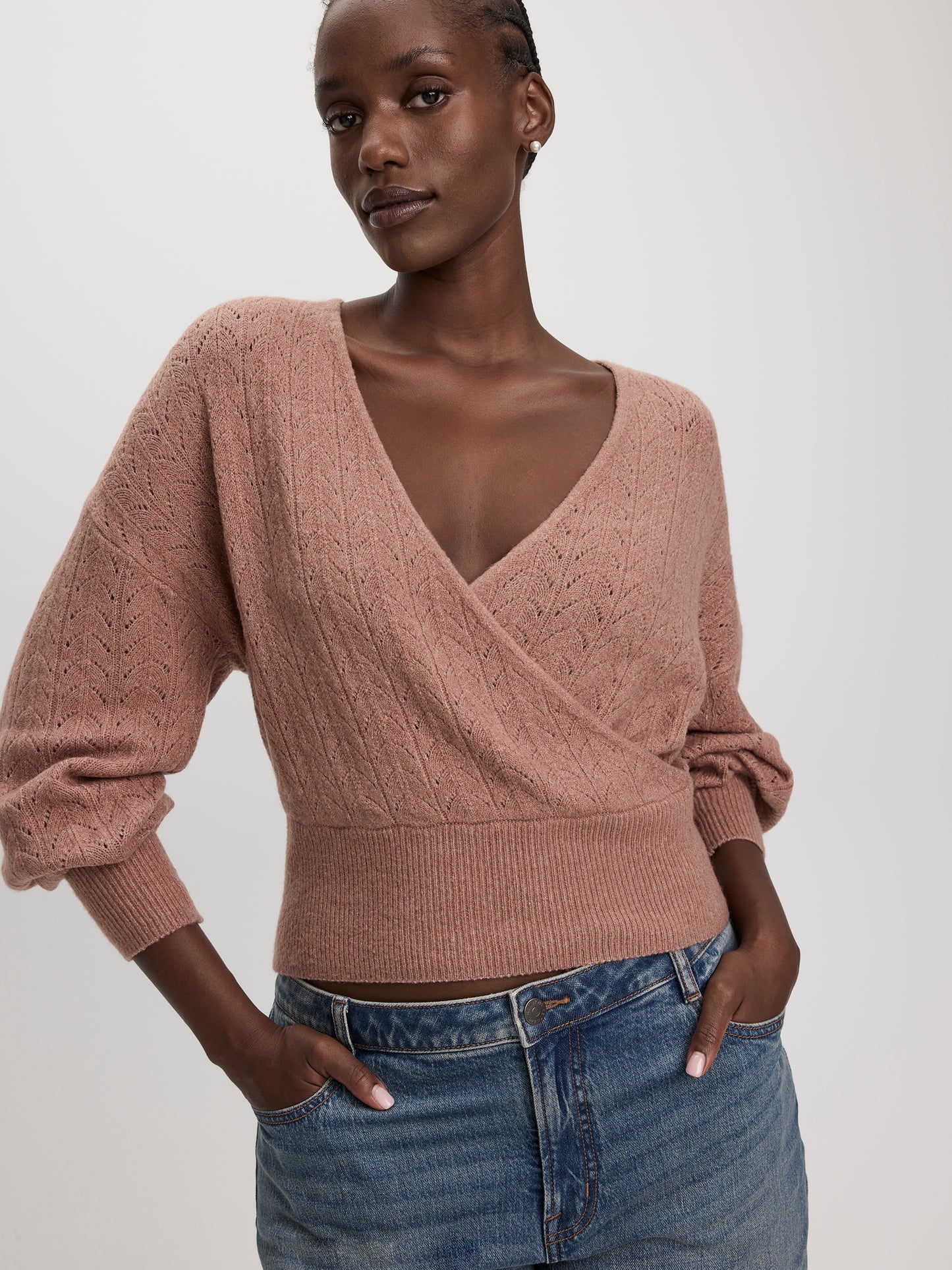 Long-Sleeve V-Neck Wrap Sweater