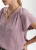 Split-Neck Blouse with Flutter Sleeves