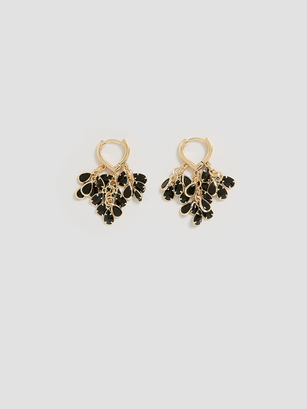 Small Hoops with Black Stone Pendant