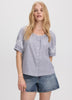 Striped Short-Sleeve Scoop-Neck Loose Blouse