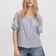 Striped Short-Sleeve Scoop-Neck Loose Blouse