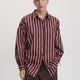 Striped Poplin Blouse with Side Shirrings