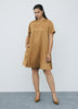 Short-Sleeve Crew-Neck Swing Satin Mini Dress