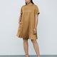 Short-Sleeve Crew-Neck Swing Satin Mini Dress