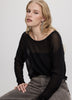 Semi-Sheer Long-Sleeve Boat-Neck Sweater
