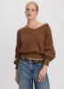 Long-Sleeve V-Neck Sweater with Half-Cardigan Stitches