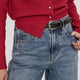 Ceinture en faux cuir avec bordures en billes
