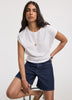 Extended-Sleeve Shirred Tee with Drawstrings