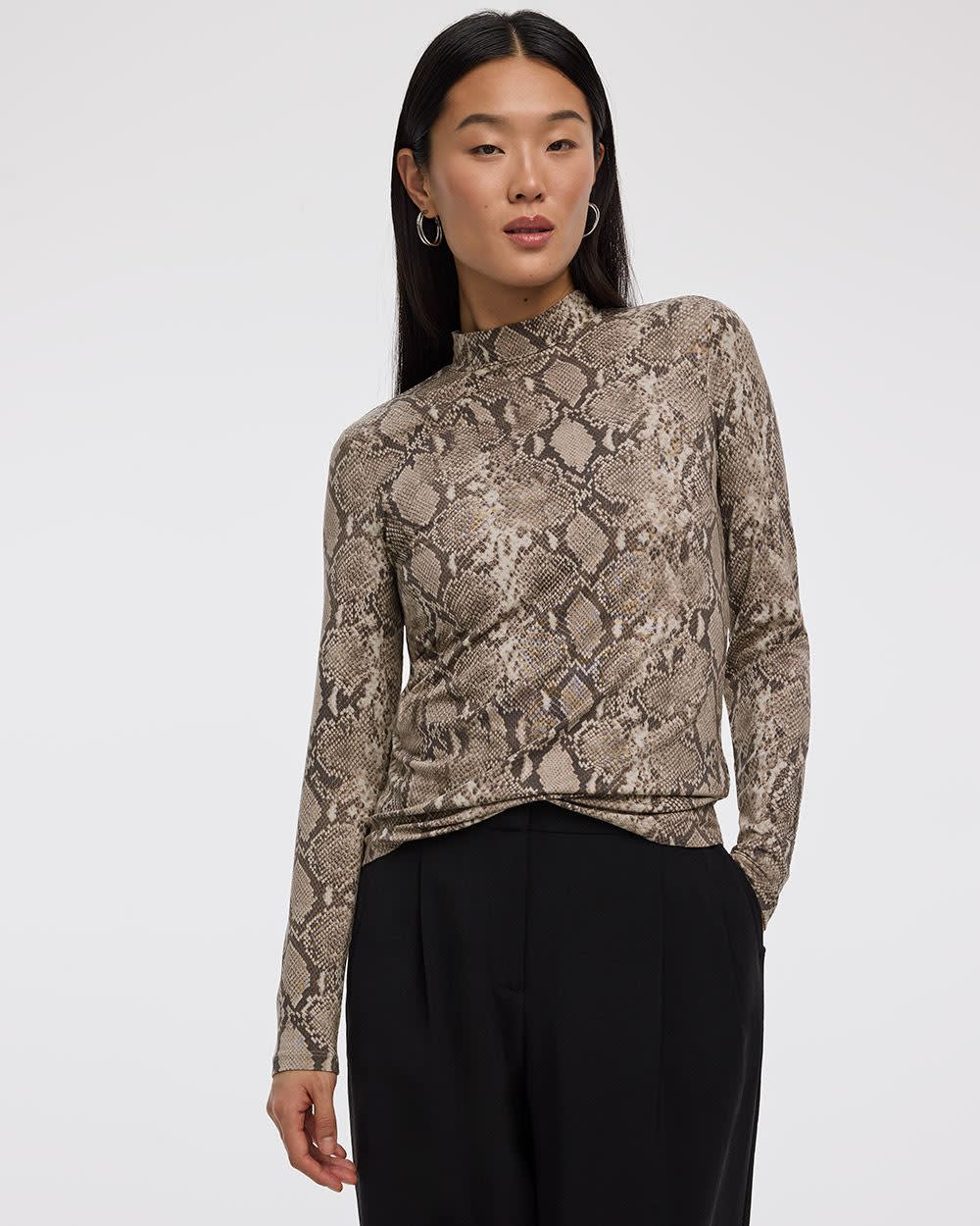 Long-Sleeve Mock-Neck Top