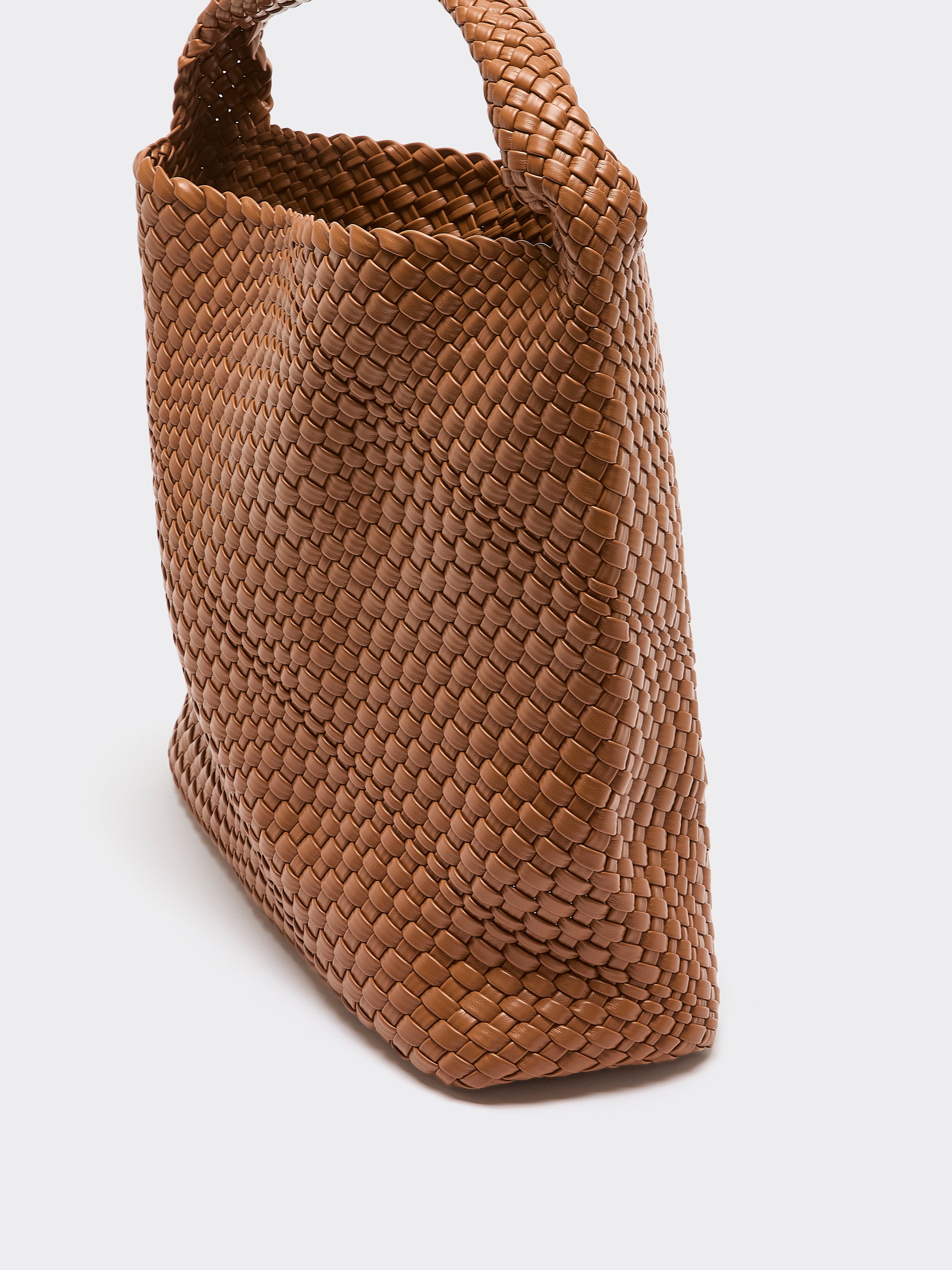 Braided Faux-Leather Shoulder Bag