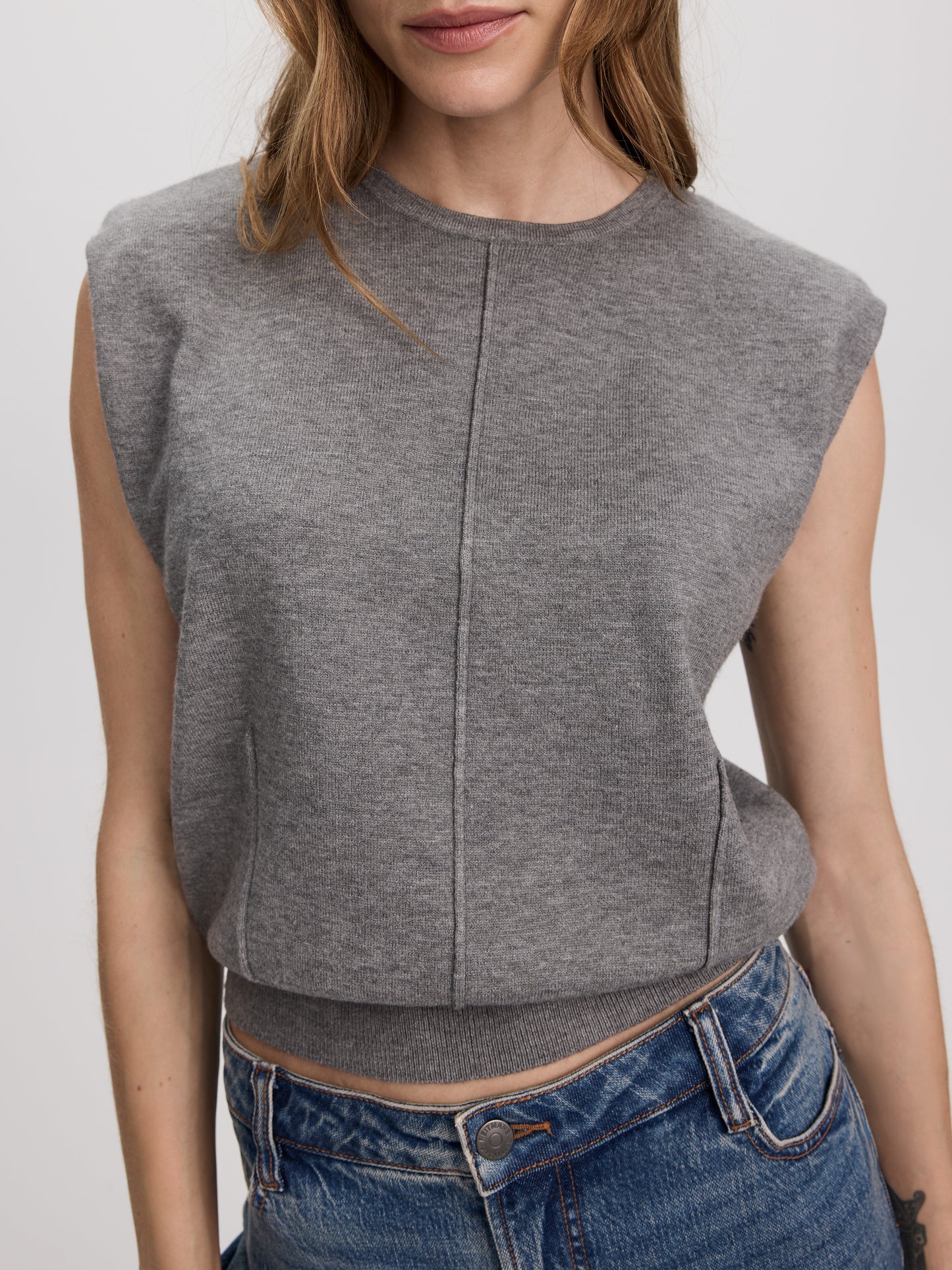 Sleeveless Crew-Neck Sweater Vest