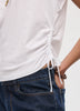 Extended-Sleeve Shirred Tee with Drawstrings