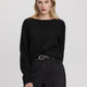 Long-Sleeve Boat-Neck Sweater with Lace Insert