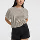 Striped Short-Dolman-Sleeve Crew-Neck Tee