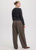 Long-Sleeve Crew-Neck Draped Top