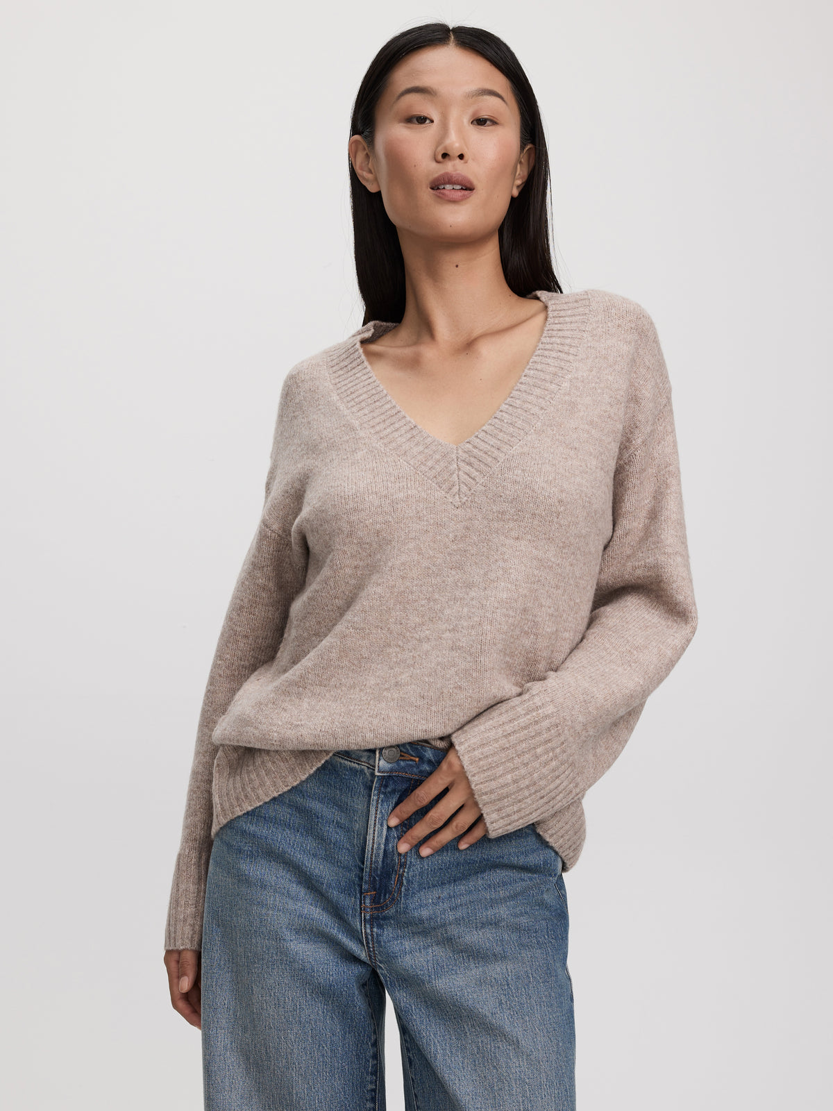 Long-Sleeve V-Neck PlushSoft Sweater