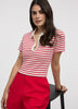 Striped Short-Sleeve Polo Sweater