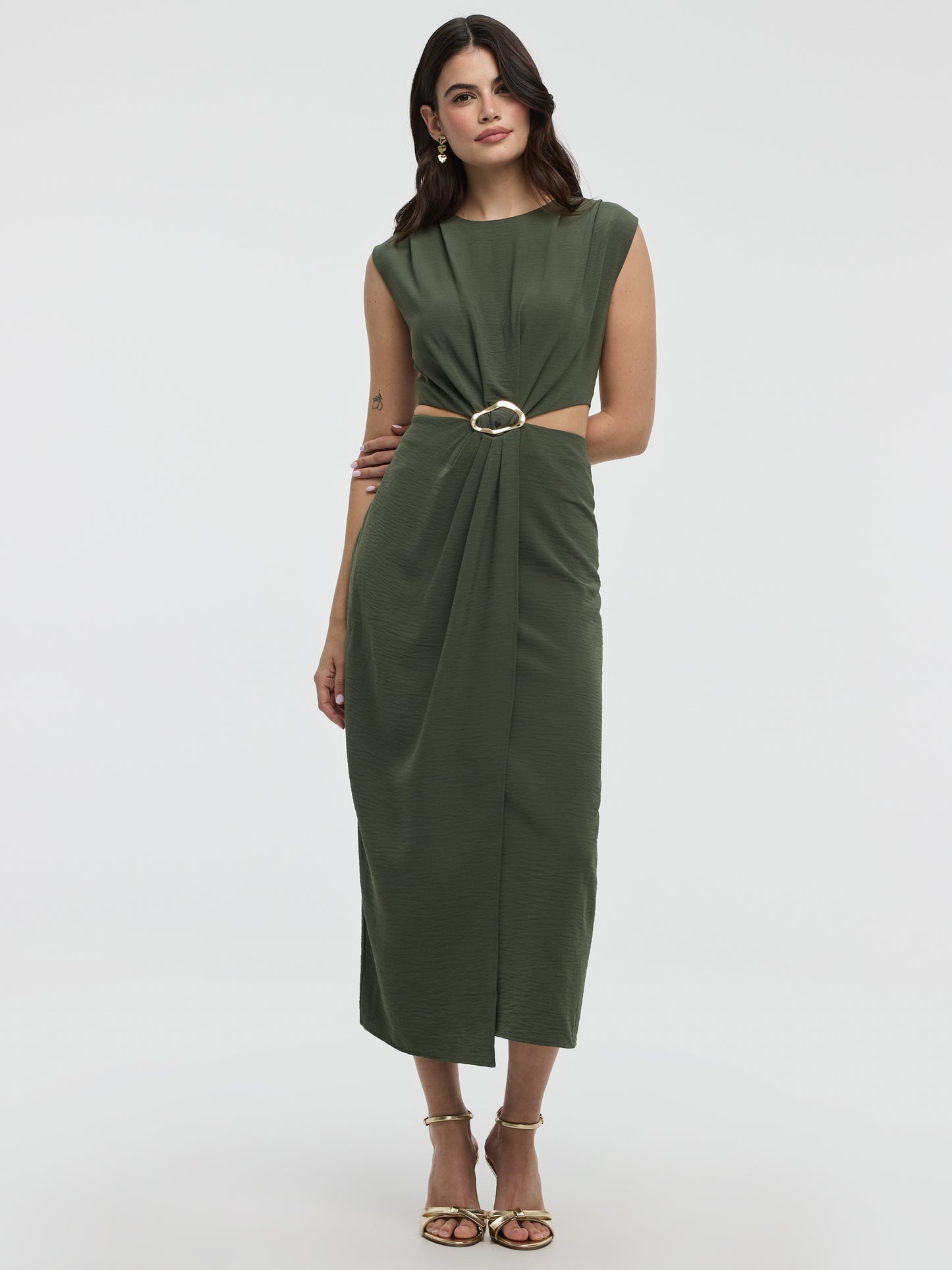 Sleeveless Fitted Maxi Dress with Cut-Out Details