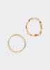 Metallic Bracelets with Semi-Precious Stones - Set of 2