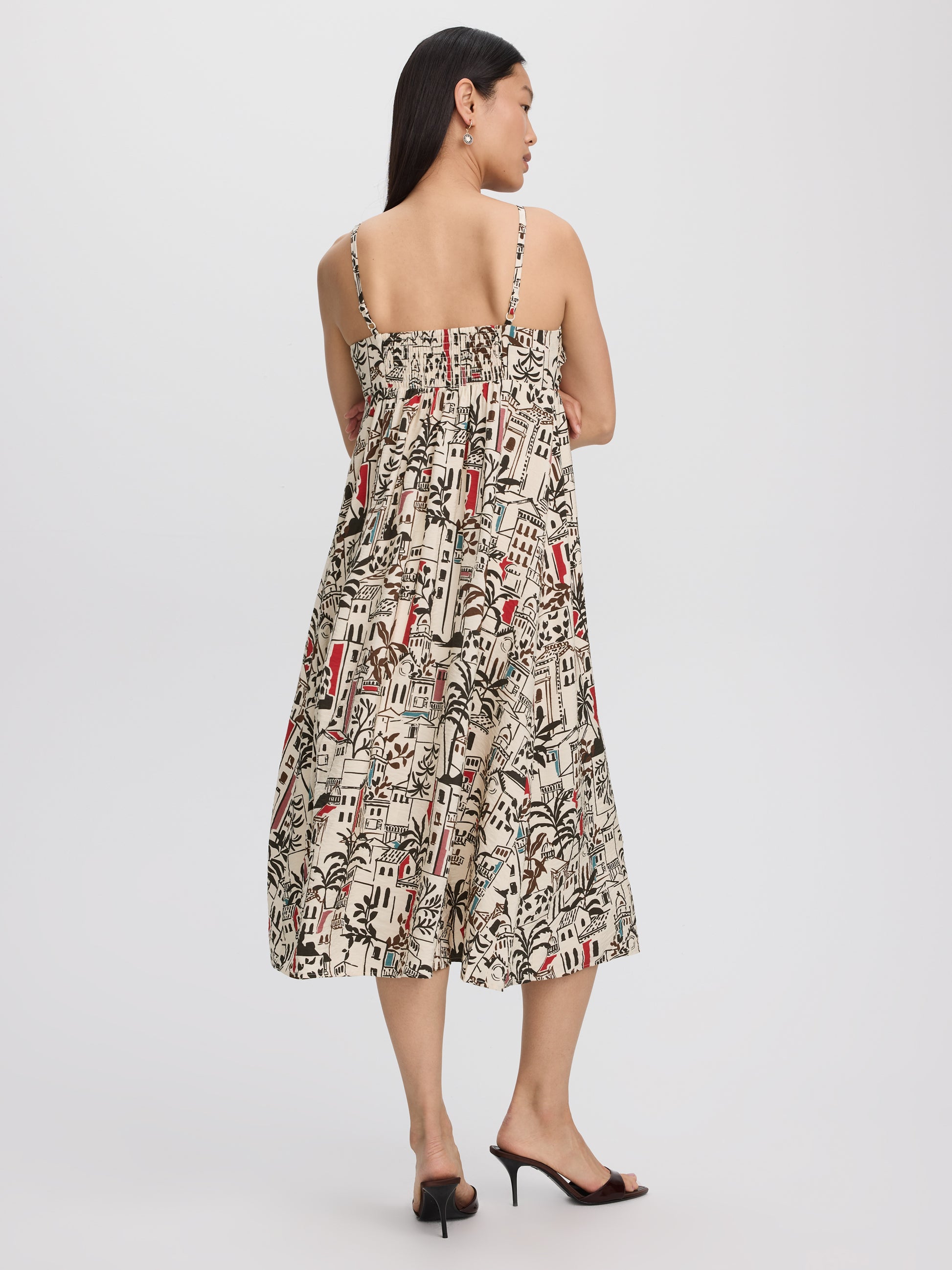 Sleeveless Midi Dress with Sweetheart Neckline
