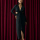 Long-Sleeve Fitted Maxi Dress with Cut-Out Details