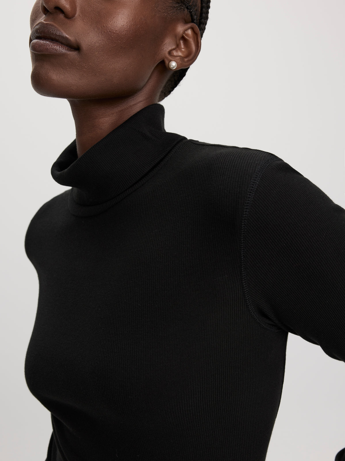 Long-Sleeve Turtleneck Ribbed Top