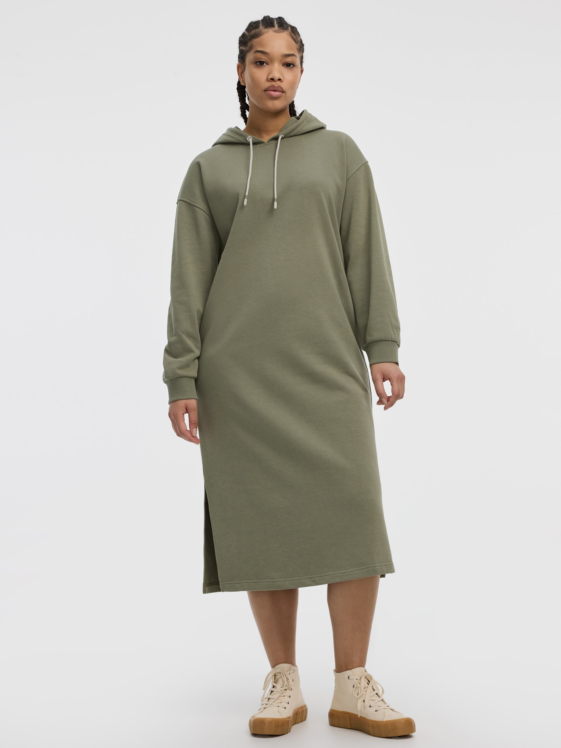 Women's Long-Sleeve Hooded Dress with Side Slits Hyba by Reitmans Women's Long-Sleeve Hooded Dress with Side Slits Hyba by Reitmans