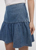 Mini-jupe en denim avec ourlet à volants