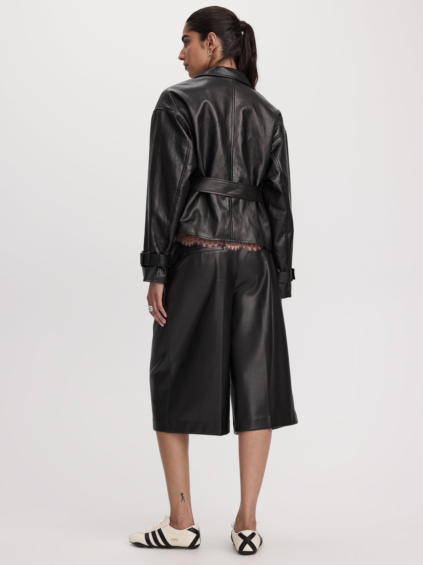 Belted Faux Leather Jacket