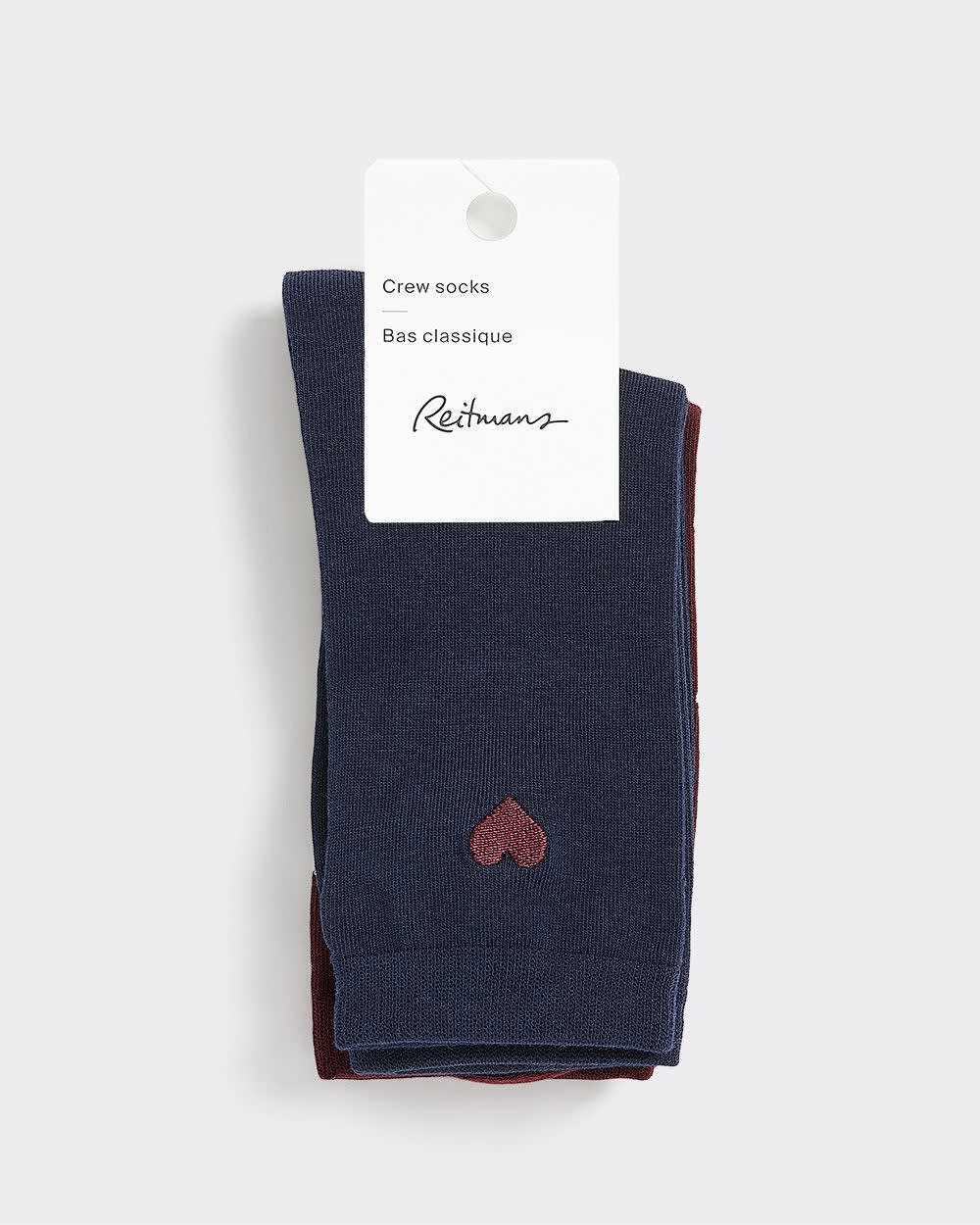 Crew Socks with Hearts - 2 Pairs