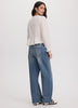 Long-Sleeve V-Neck Blouse with Lace Trims