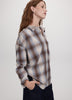 Loose Plaid Blouse with Pocket