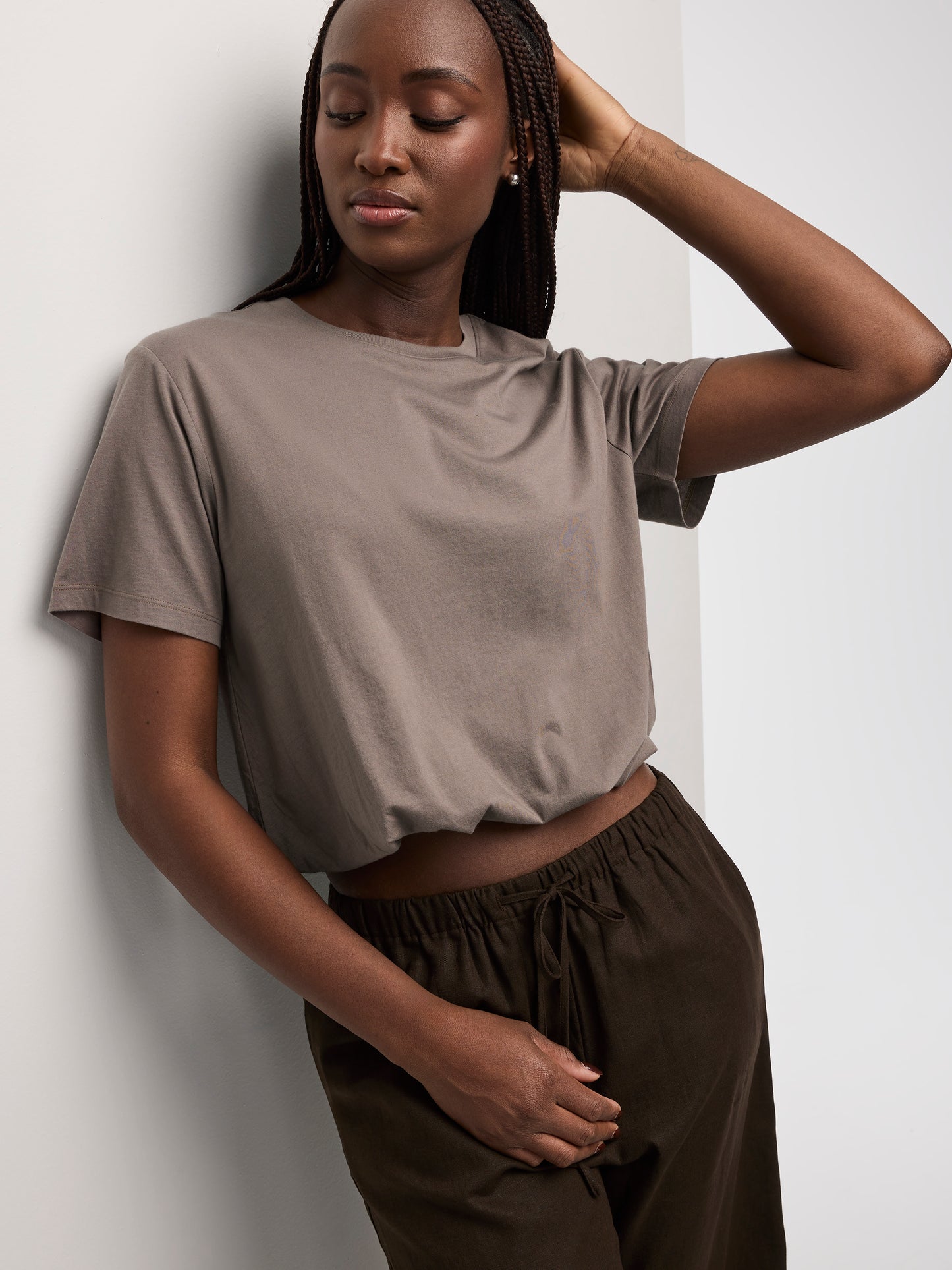 Crew-Neck Tee with Bubble Hem