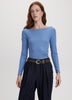 Long-Sleeve Boat-Neck Ribbed Top