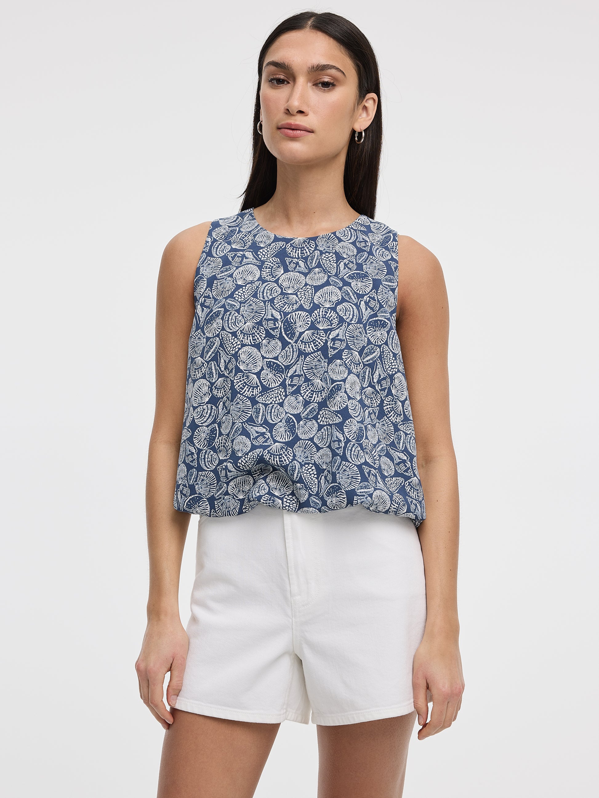 Crew-Neck Tank with Bubble Hem
