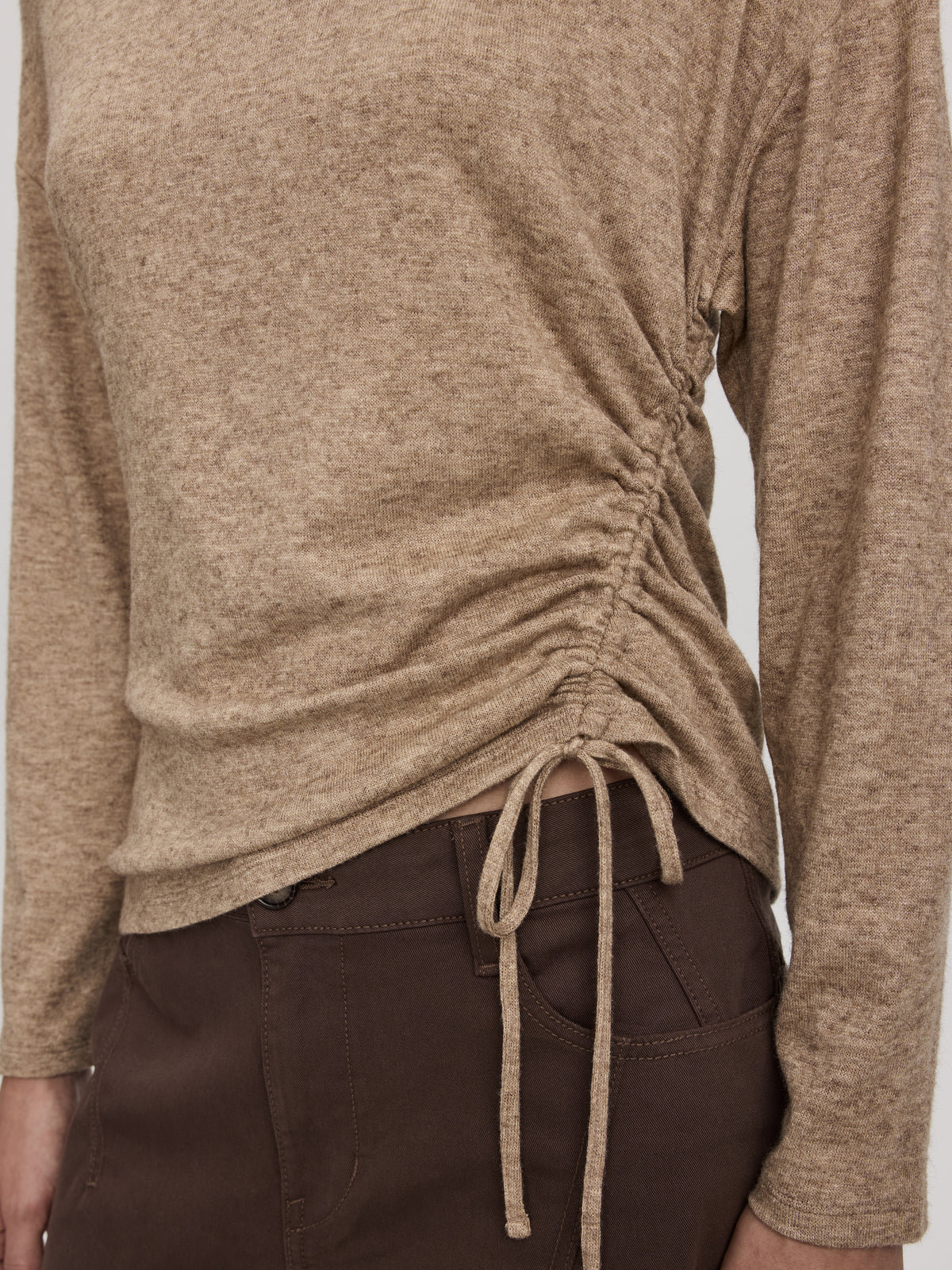 Long-Sleeve Top with Shirred Side