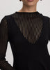 Long-Sleeve Fit-and-Flare Dress with Sheer Yoke