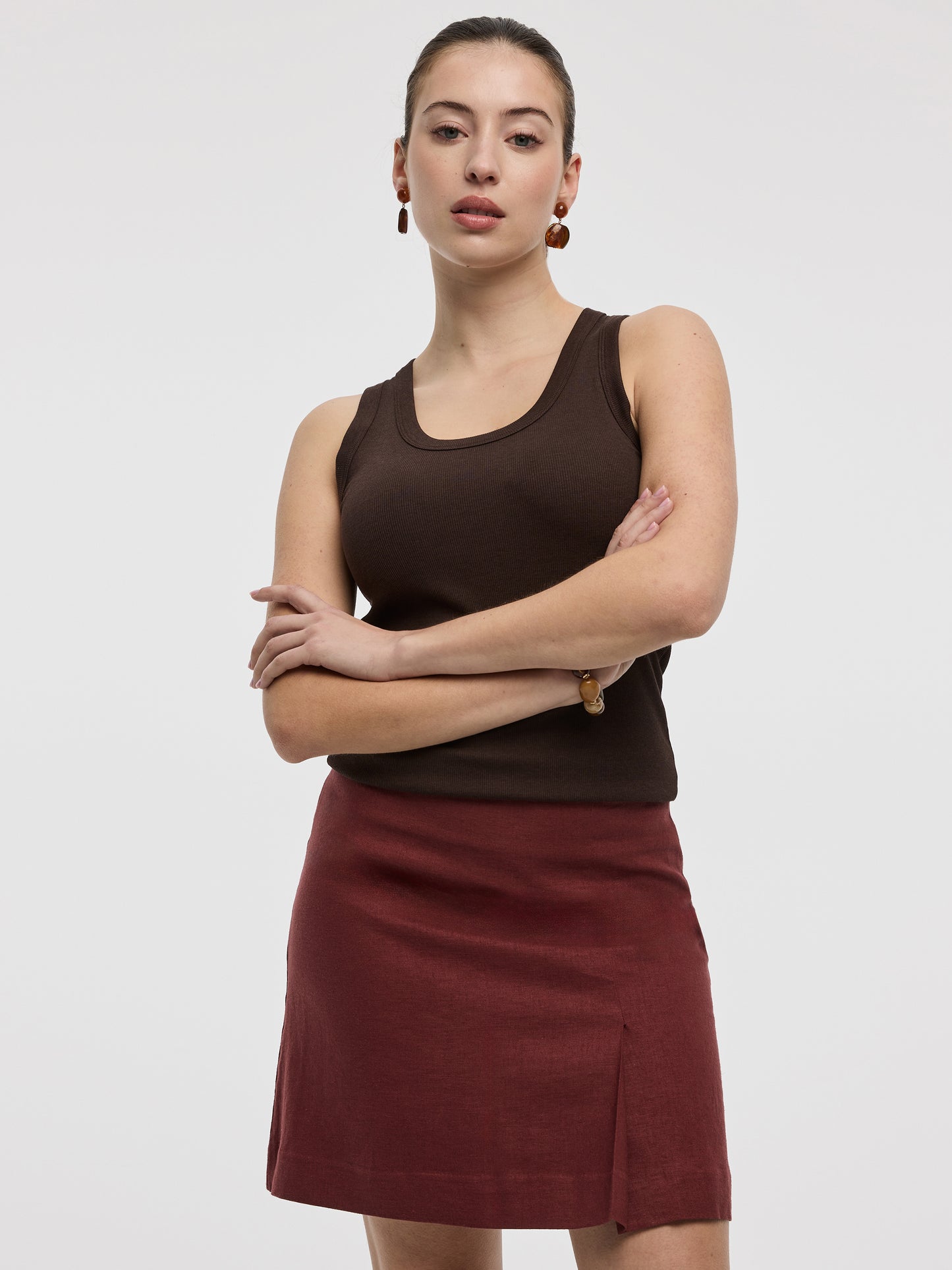 Linen-Blend Mini Skirt